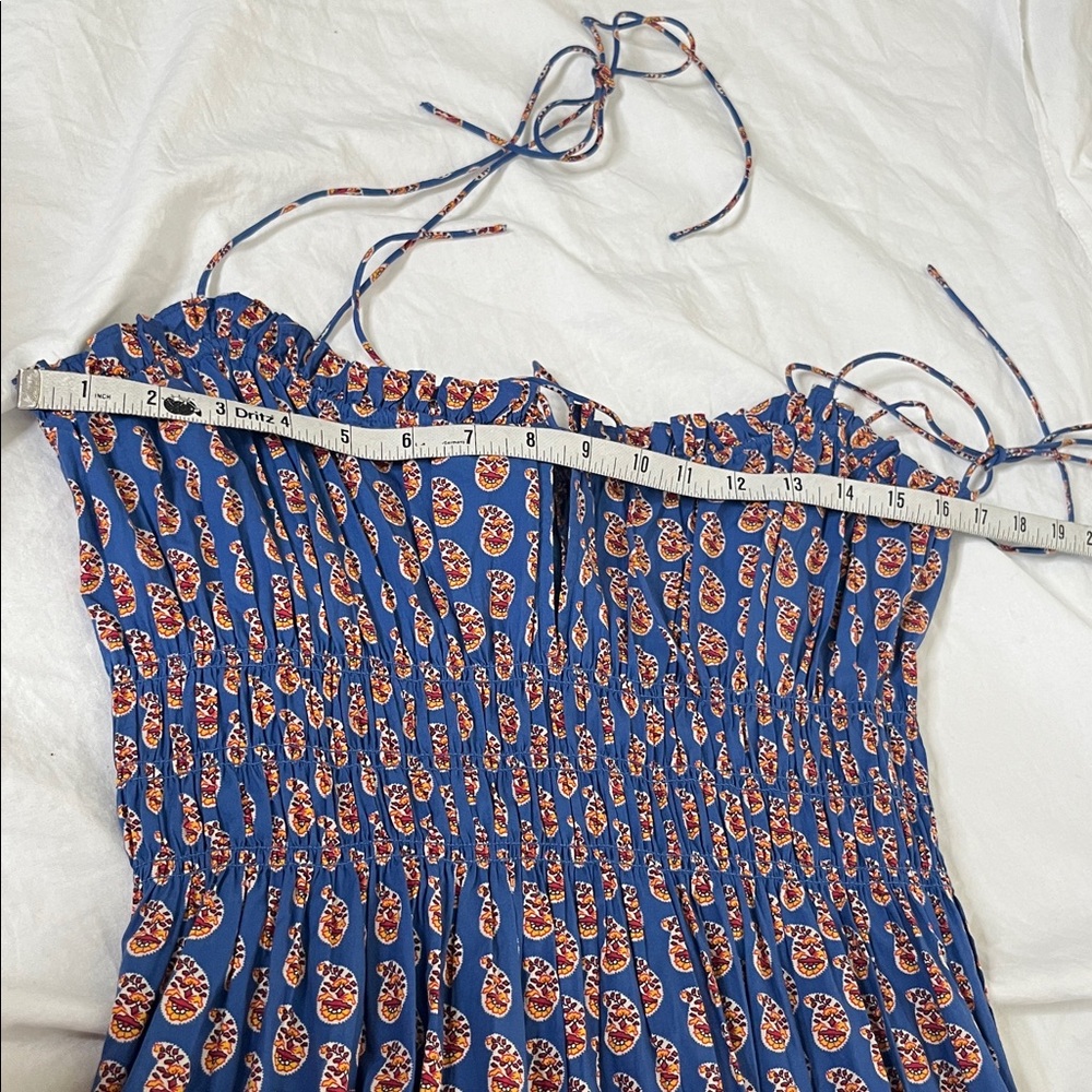 Doen Rhoda Organic Cotton Poplin Sundress Women's M Mazarine Sunrise Paisley - Picture 16 of 16